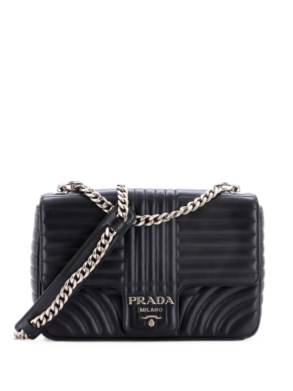 Prada Pre-Owned Borsa a spalla Diagramme grande in pelle trapuntata con catena - Nero