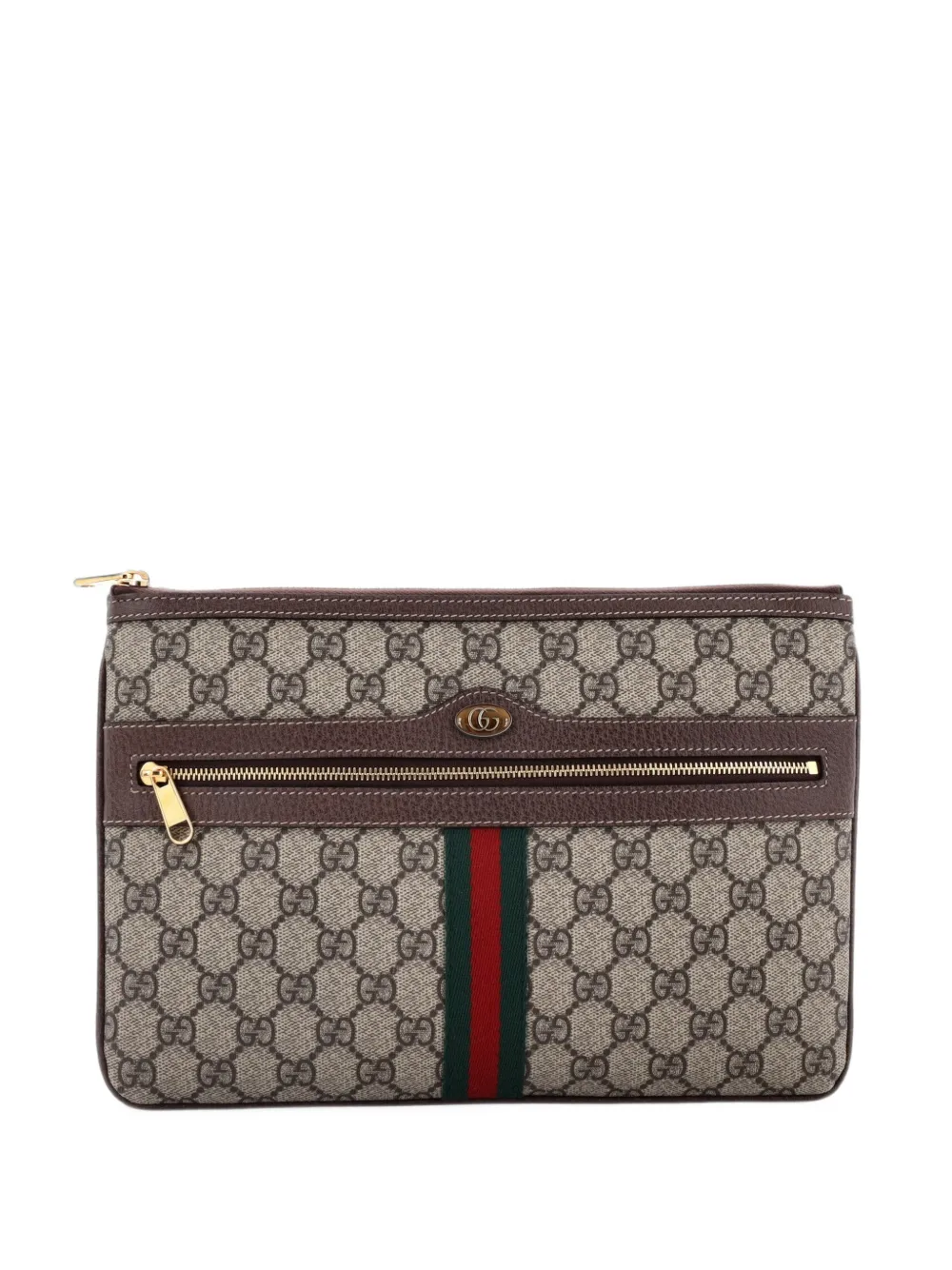Gucci Pre-Owned Ophidia Zip Pouch GG Coated Canvas Large clutch bag - Marrone