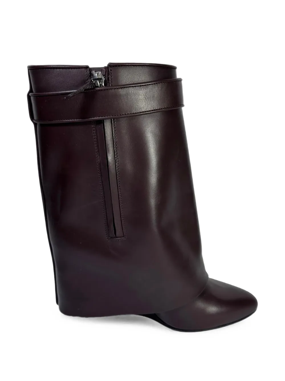 Pre-owned Givenchy Shark Lock Wedge Ankle Boots In Brown