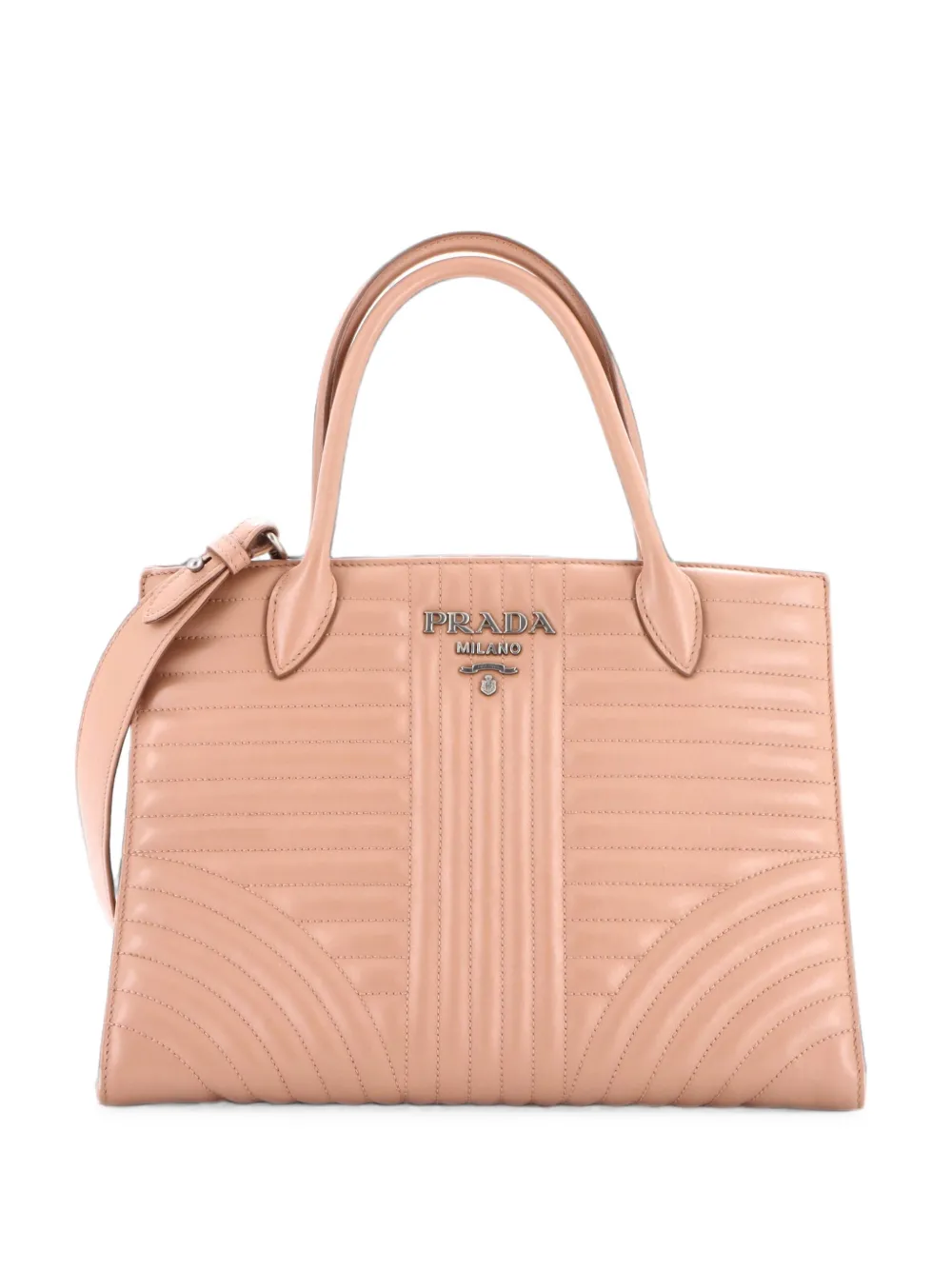 Prada Pre-Owned Borsa tote Convertible Open Diagramme media in pelle trapuntata - Toni neutri