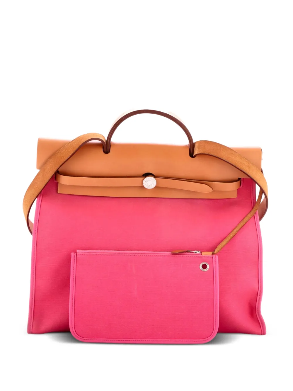 Hermès Pre-Owned Herbag Satchel-Tasche aus Leder und Toile mit Reißverschluss 39cm - Braun