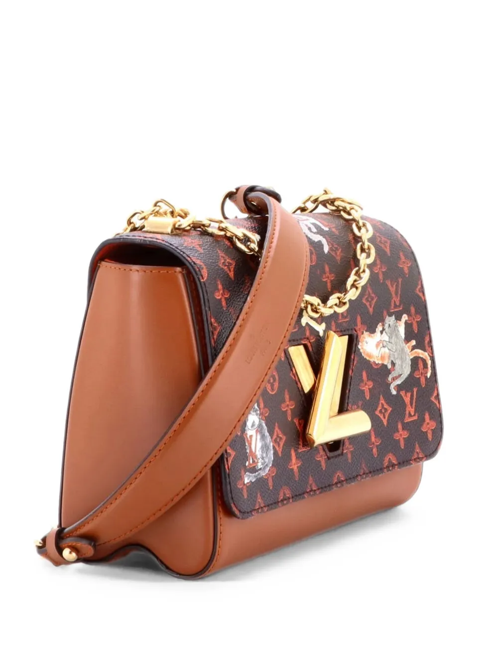 Louis Vuitton Pre-Owned Twist Handbag Limited Edition Grace Coddington Catogram Canvas MM shoulder bag - Marrone