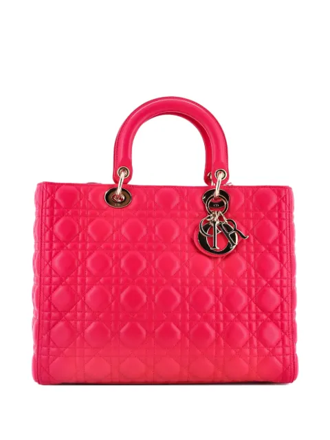 Christian Dior Pre-Owned Lady Dior Bag Cannage Quilt Lambskin Large tote bag