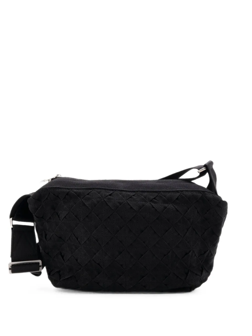 Bottega Veneta Pre-Owned Cassette Zip Maxi Intrecciato Webbed Canvas crossbody bag - Nero