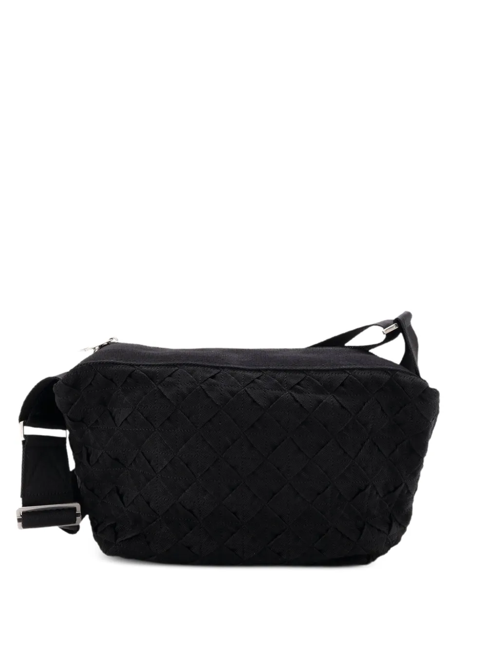 Bottega Veneta Pre-Owned Cassette Zip Maxi Intrecciato Webbed Canvas crossbody bag - Schwarz