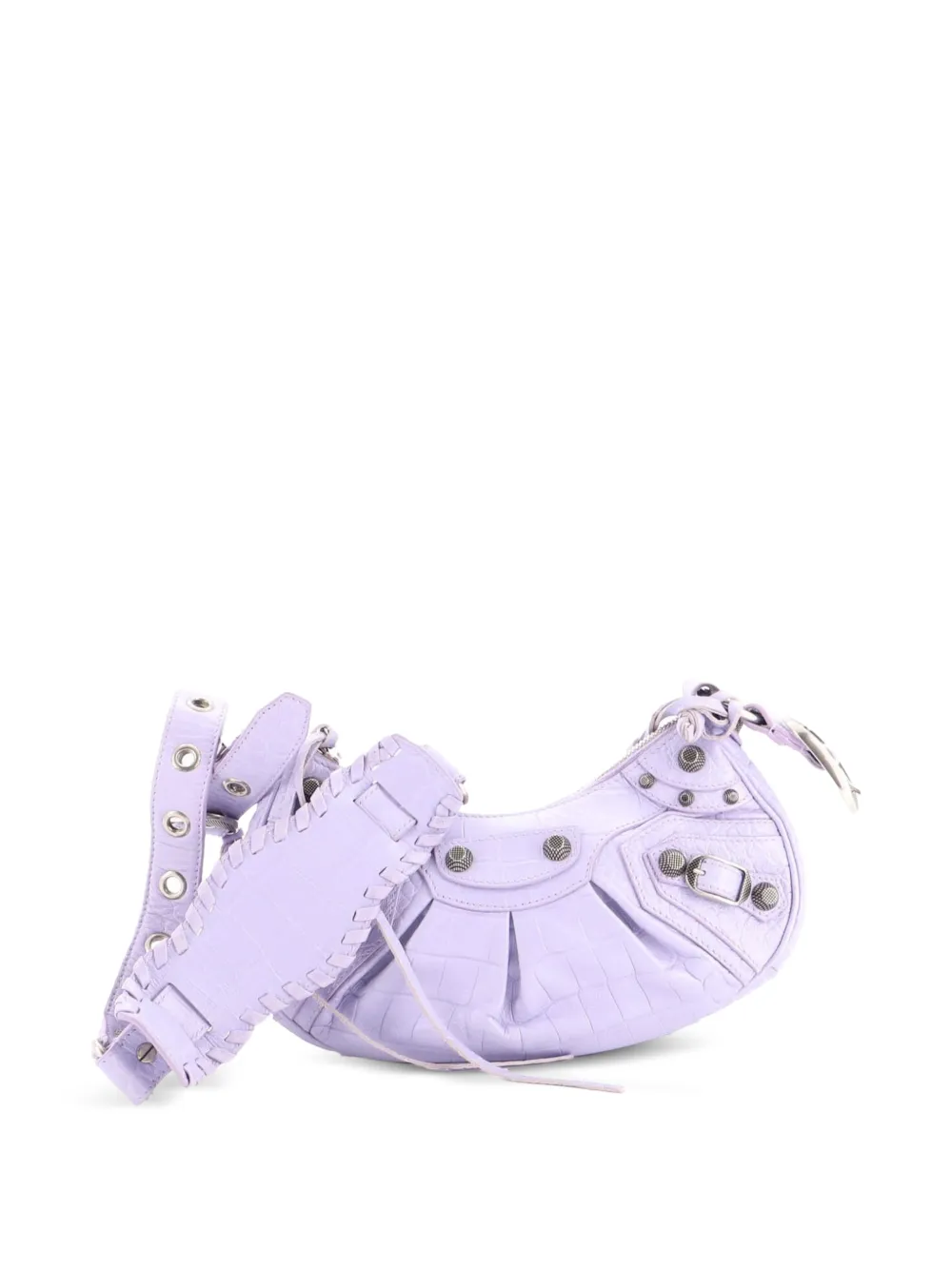 Balenciaga Pre-Owned Le Cagole Giant Studs Schultertasche aus Leder mit Kroko-Effekt - Violett