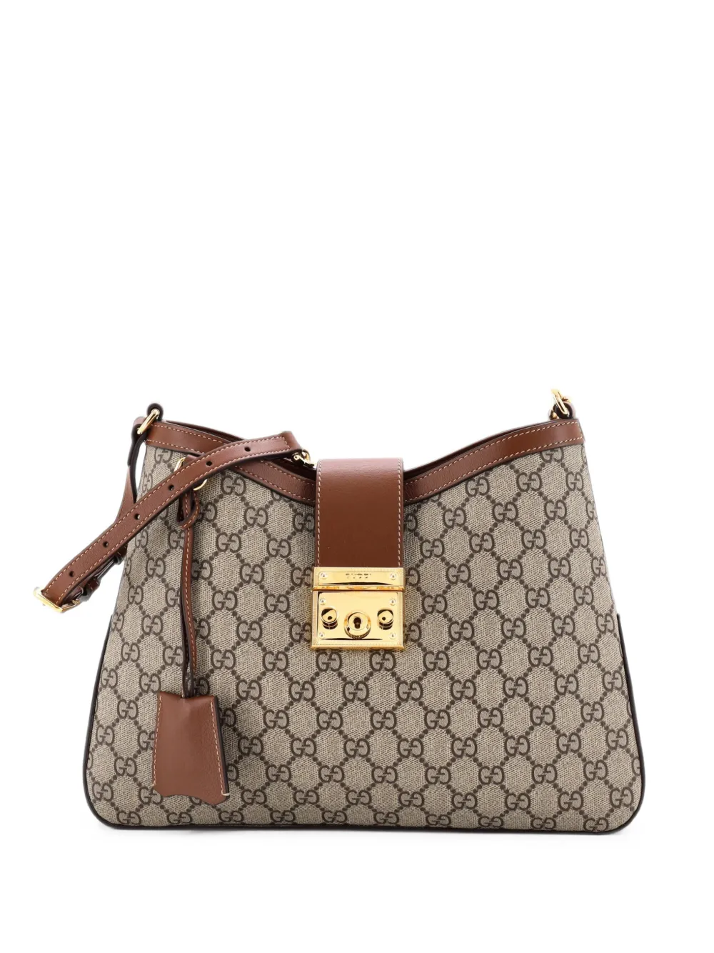 Gucci Pre-Owned Padlock Chain GG Coated Canvas with Leather Medium shoulder bag - Marrone