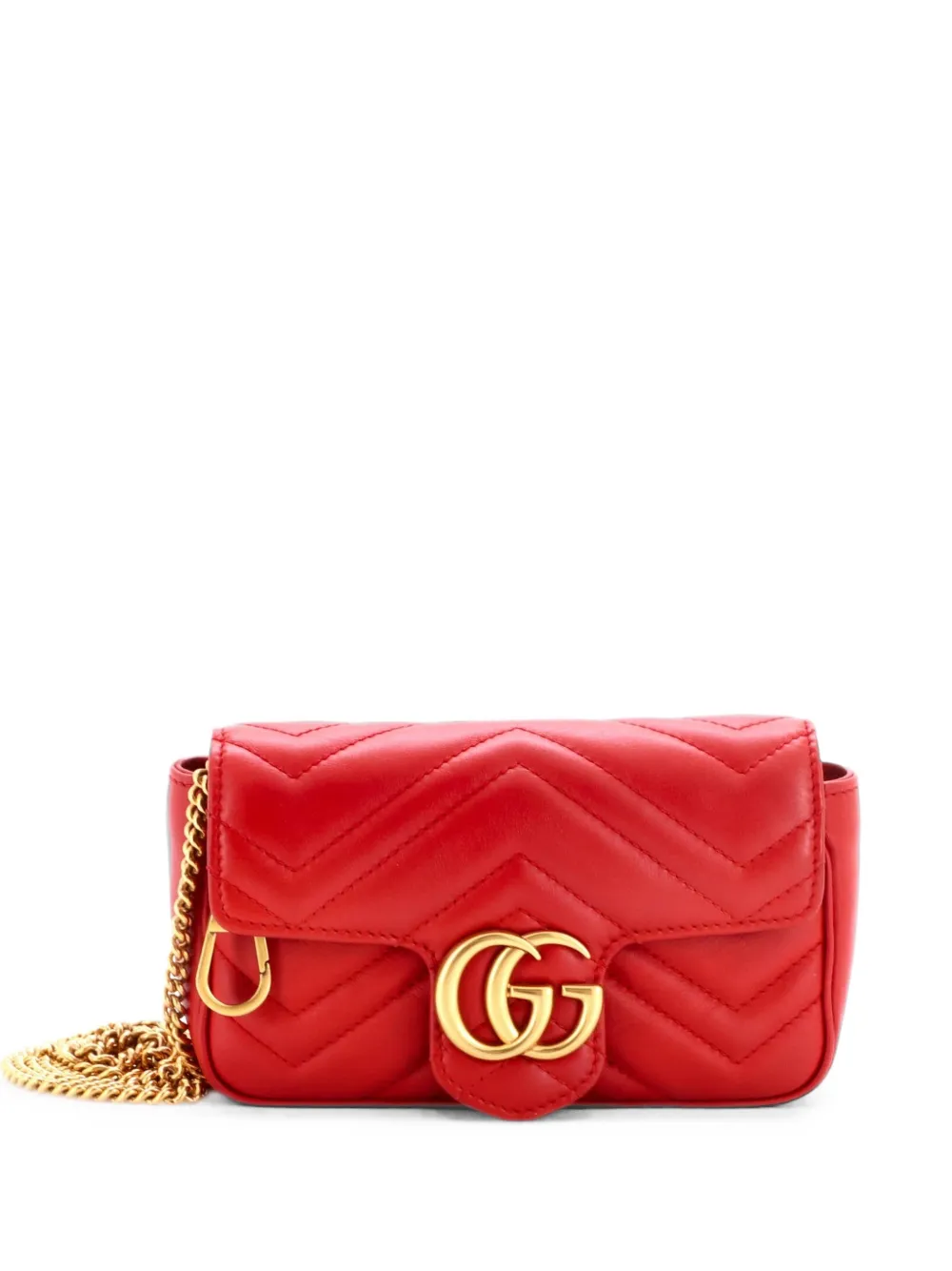Gucci Pre-Owned Borsa a tracolla GG Marmont super mini in pelle matelassè con battente - Rosso