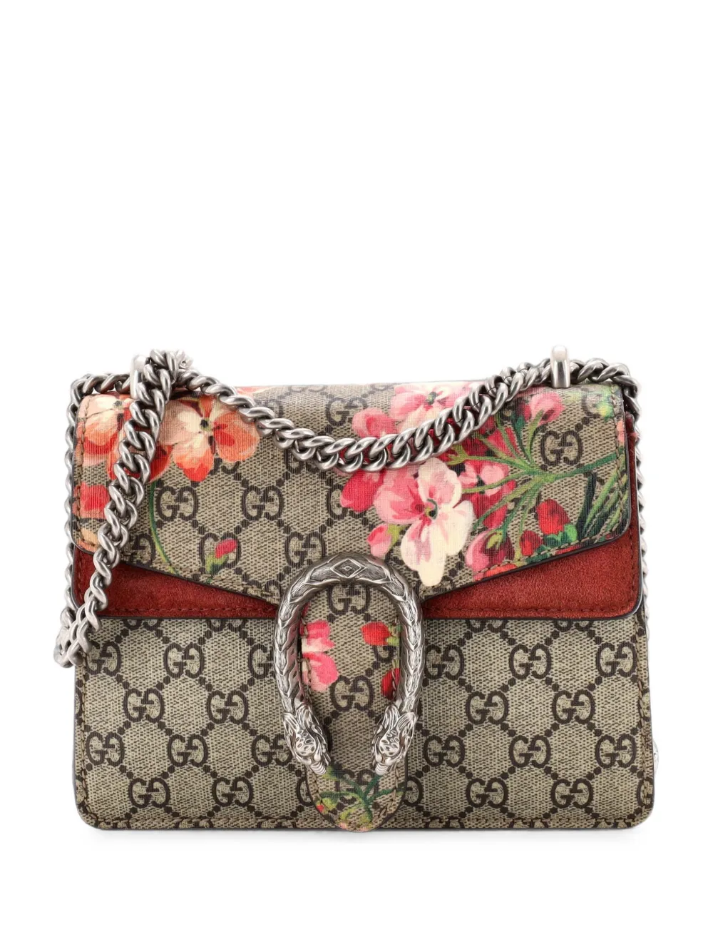 Gucci Pre-Owned Dionysus Bag Blooms Print GG Coated Canvas Mini shoulder bag - Marrone