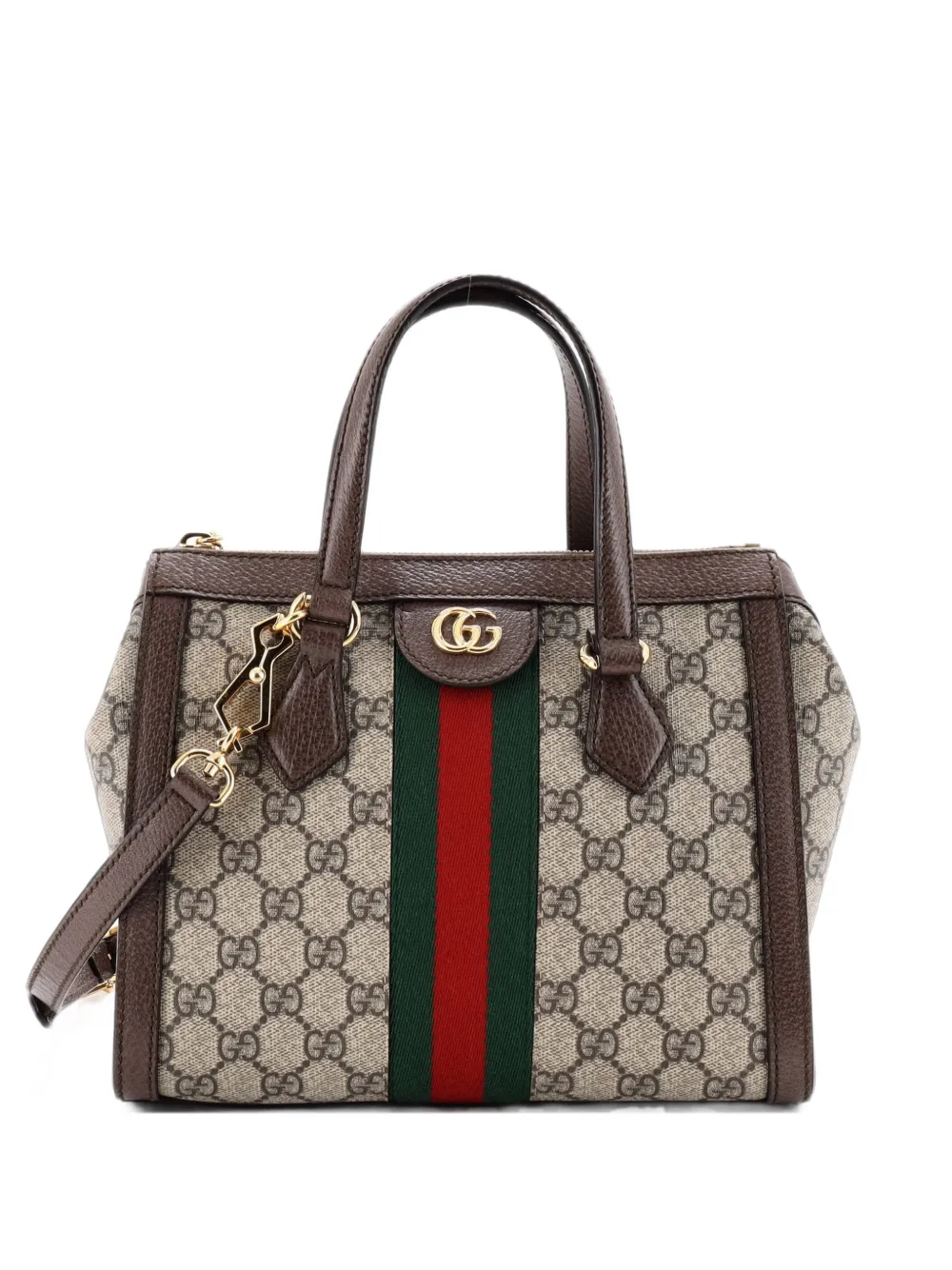 Gucci Pre-Owned Borsa tote Ophidia piccola in tela cerata GG con manico - Marrone