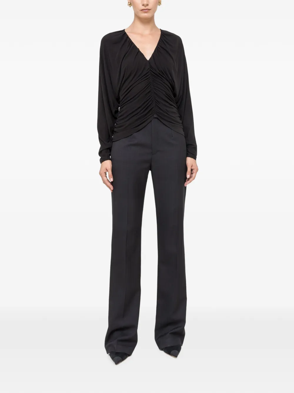 NISSA Gedrapeerde Tencel™ wollen top Zwart