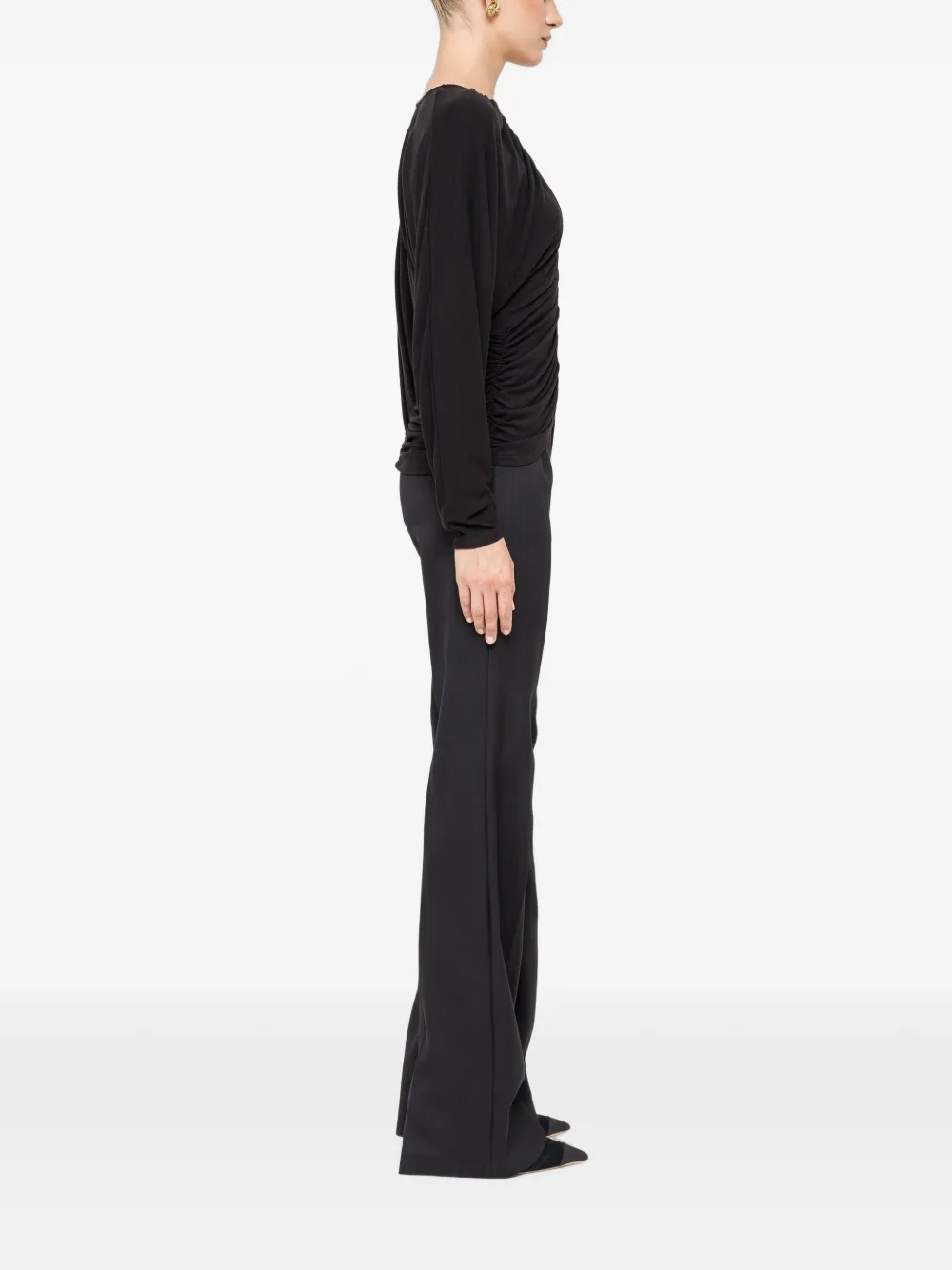 NISSA Gedrapeerde Tencel™ wollen top Zwart