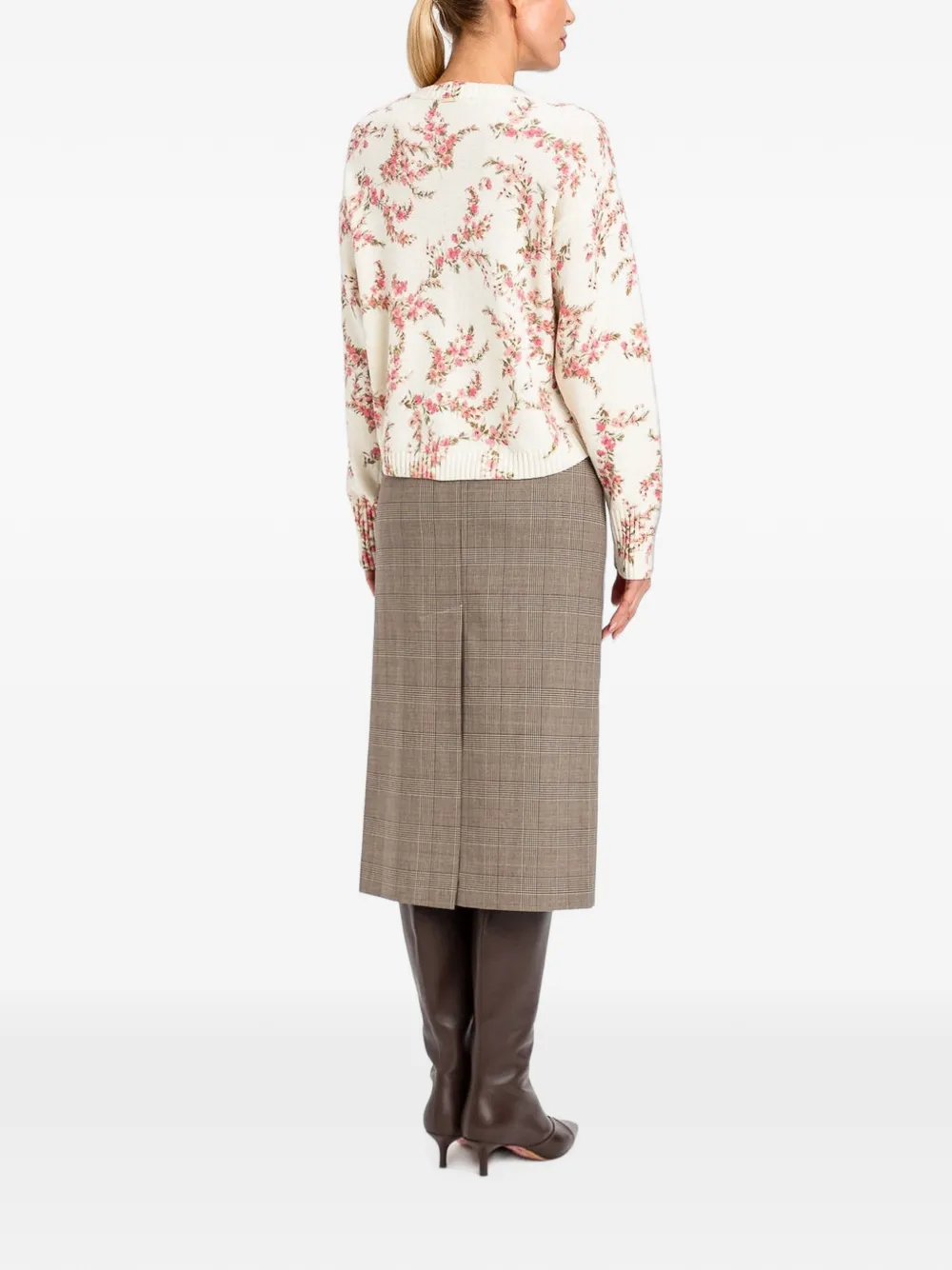 TWINSET Sweater verfraaid met pailletten en bloemenprint Beige