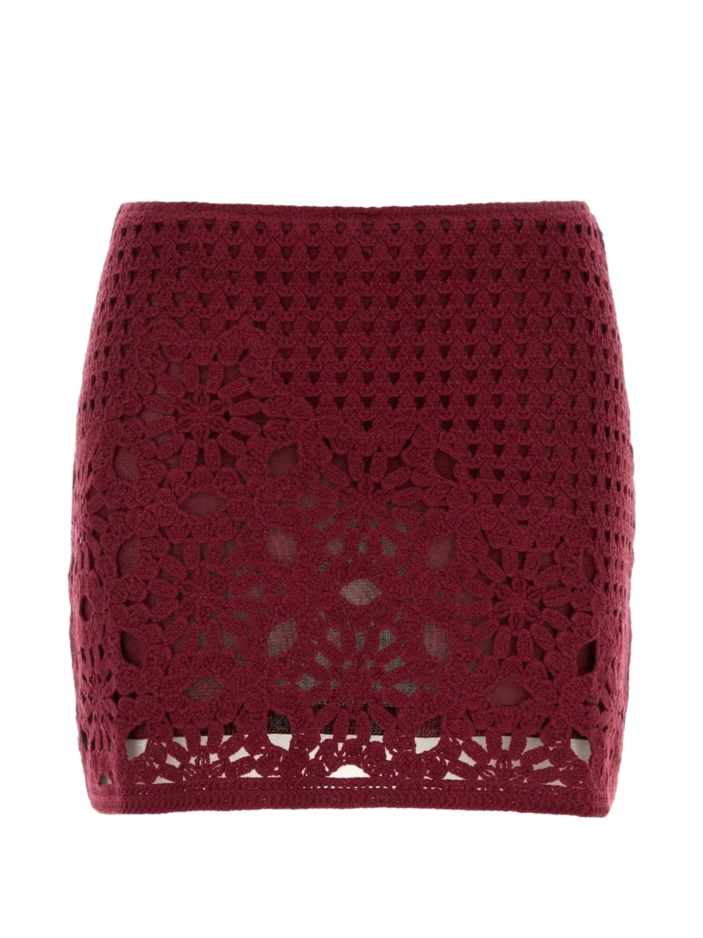 FRAME Postcard crochet-knit mini skirt - Rosso