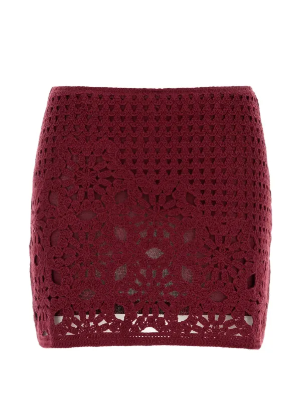 Frame Postcard Crochet-knit Mini Skirt in Red