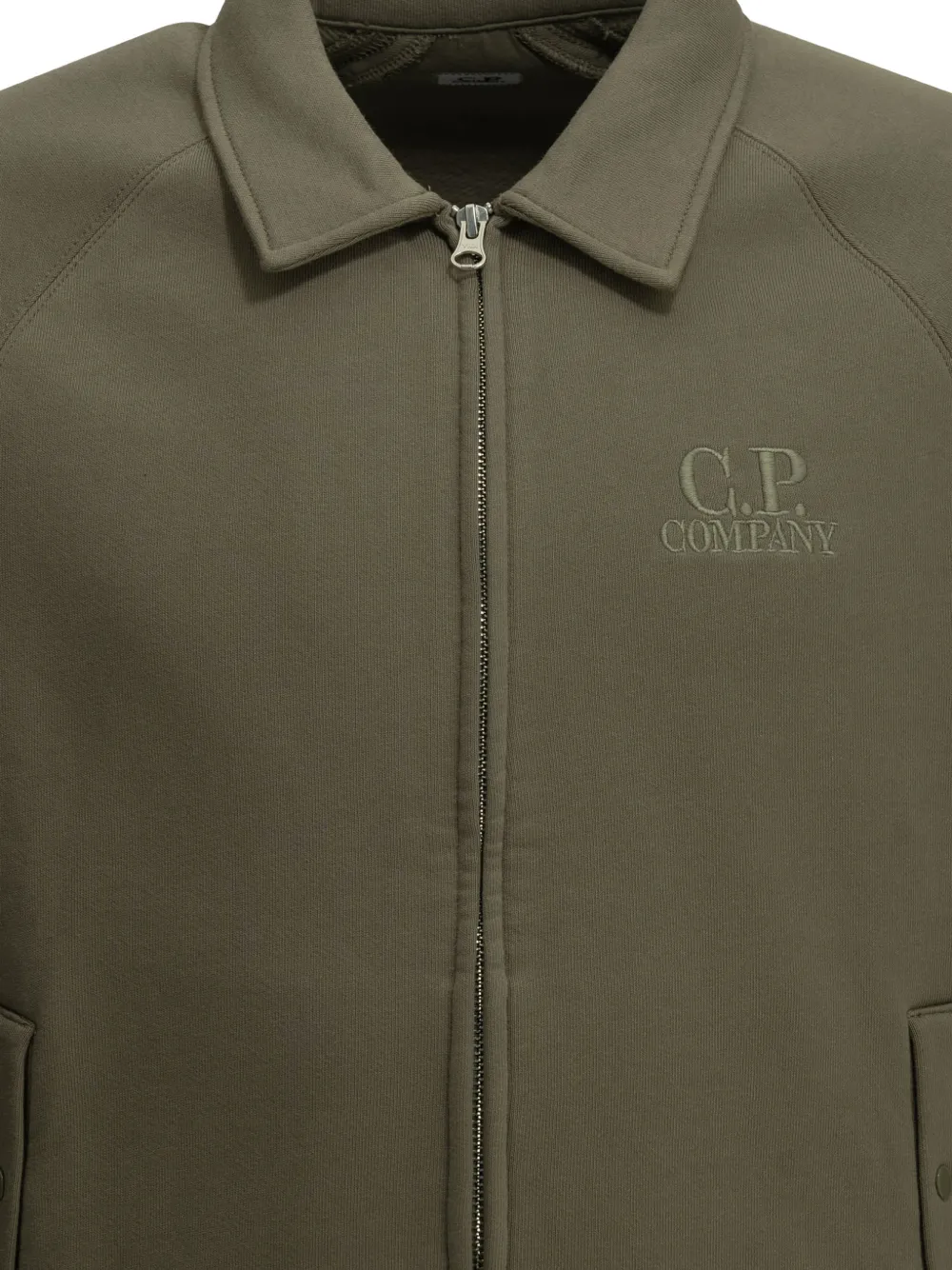 C.P. Company logo-embroidered zip-up sweatshirt Groen