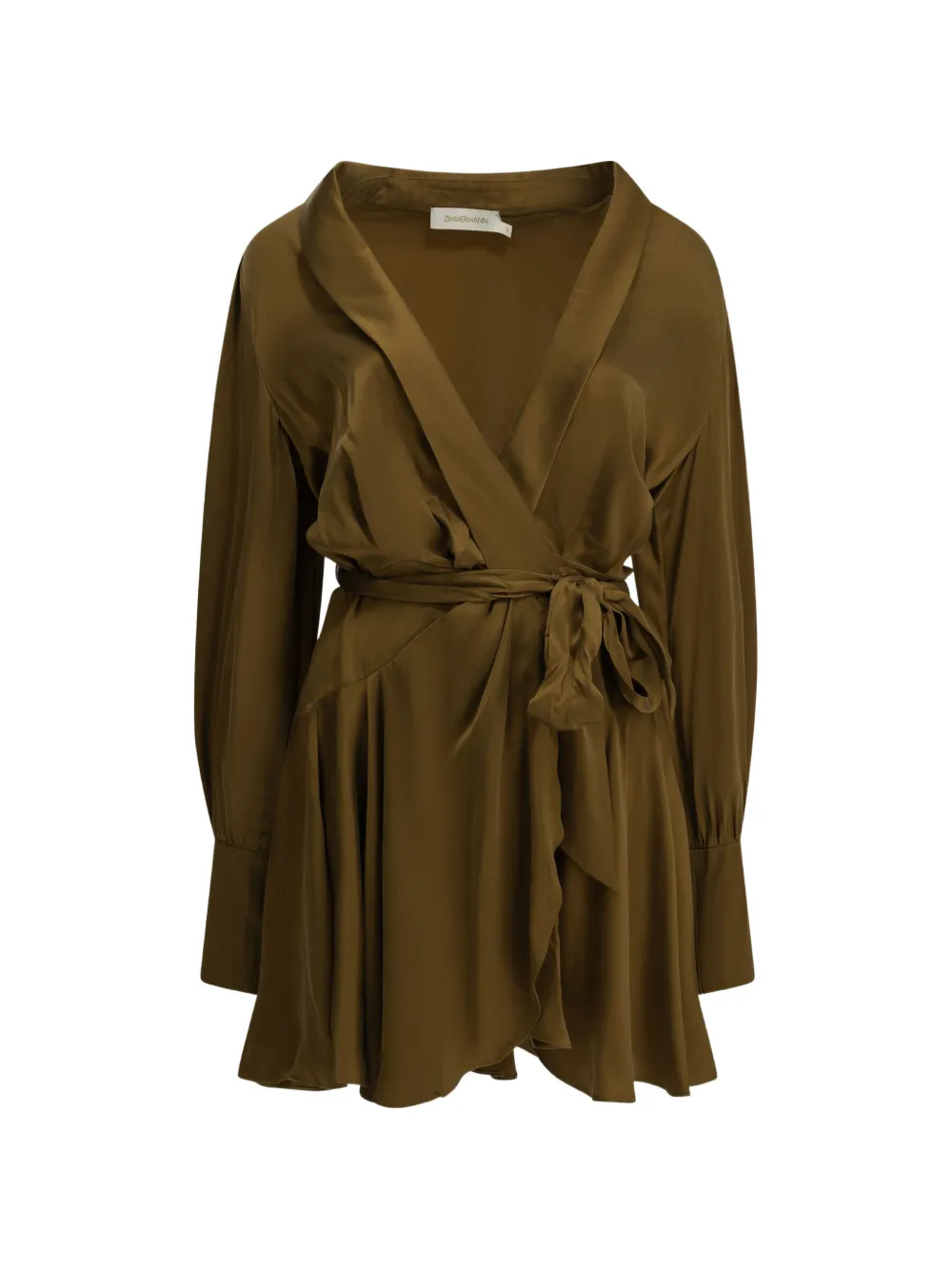 ZIMMERMANN silk wrap-style mini dress - Marrone
