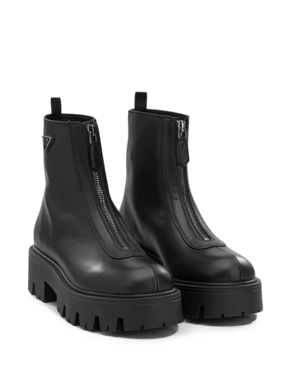 Prada Leren enkellaarzen Zwart