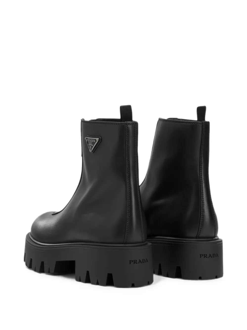 Prada Leren enkellaarzen Zwart