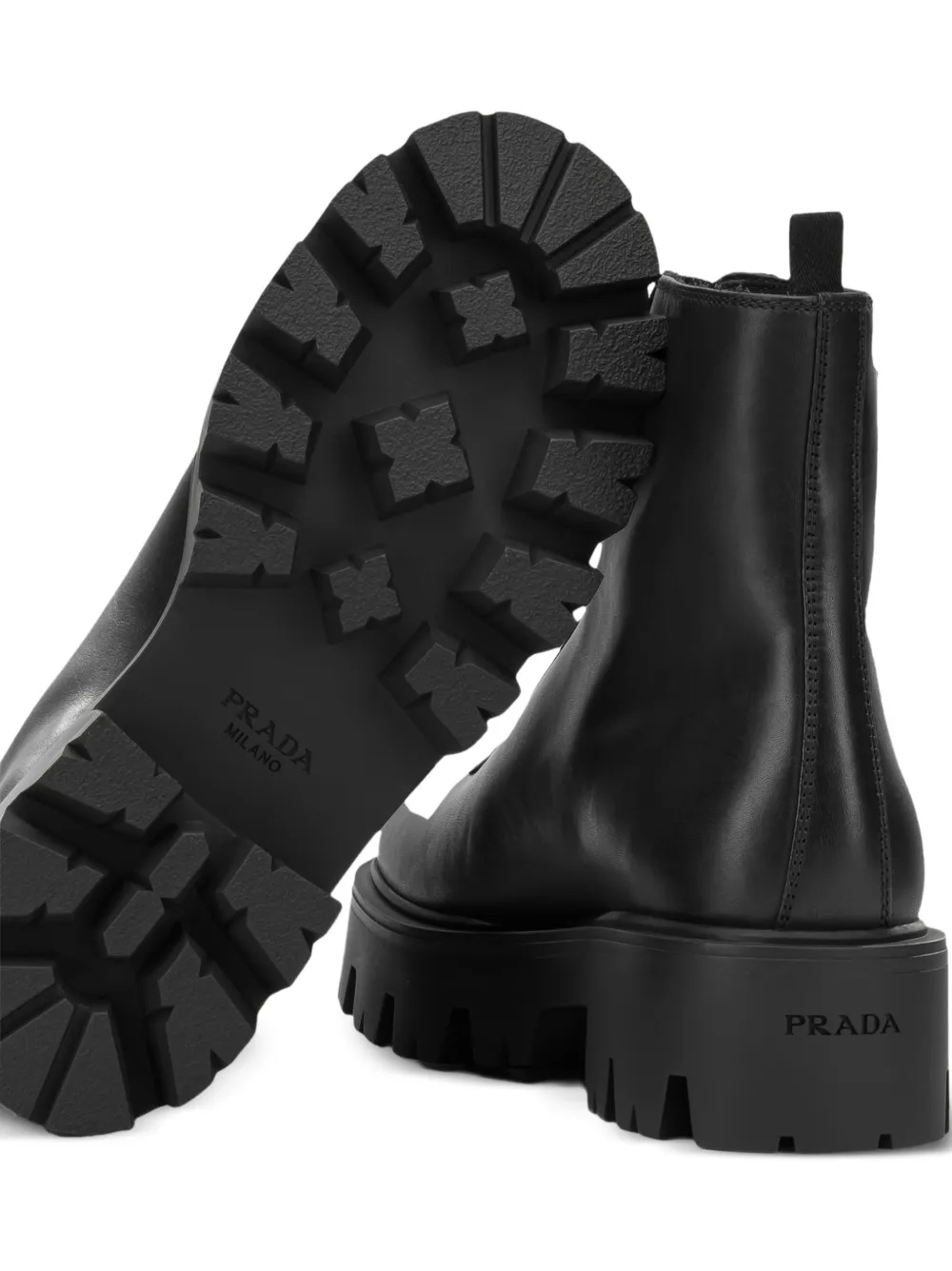 Prada Leren enkellaarzen Zwart