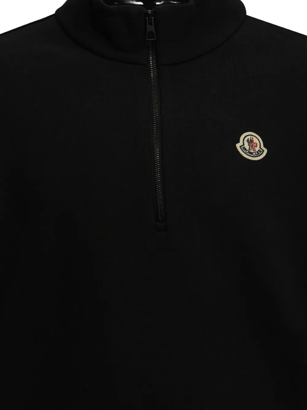 Moncler logo-patch quarter-zip sweatshirt Zwart