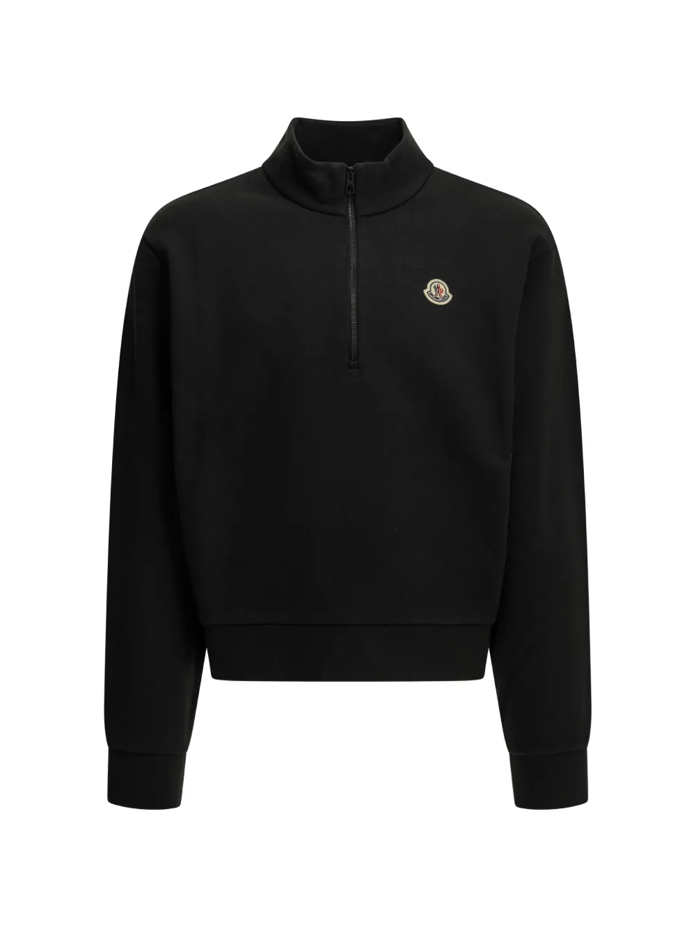 Moncler logo-patch quarter-zip sweatshirt Zwart