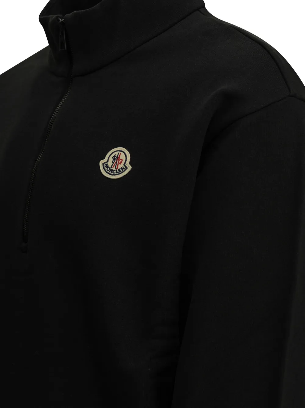 Moncler logo-patch quarter-zip sweatshirt Zwart