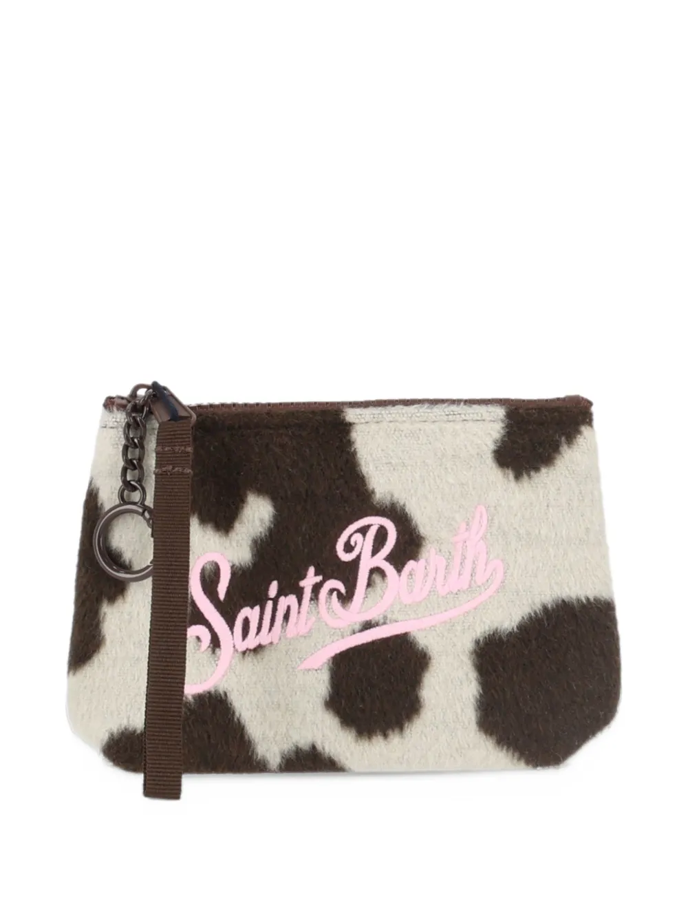 MC2 Saint Barth Kids mini Aline cow-print embroidered pouch Wit