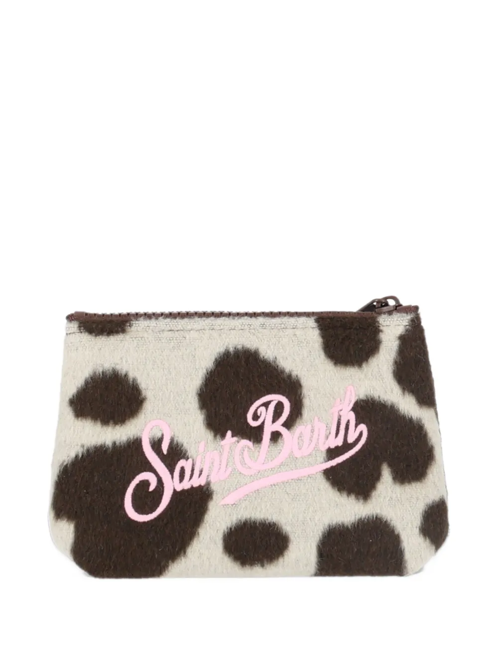 MC2 Saint Barth Kids mini Aline cow-print embroidered pouch Wit