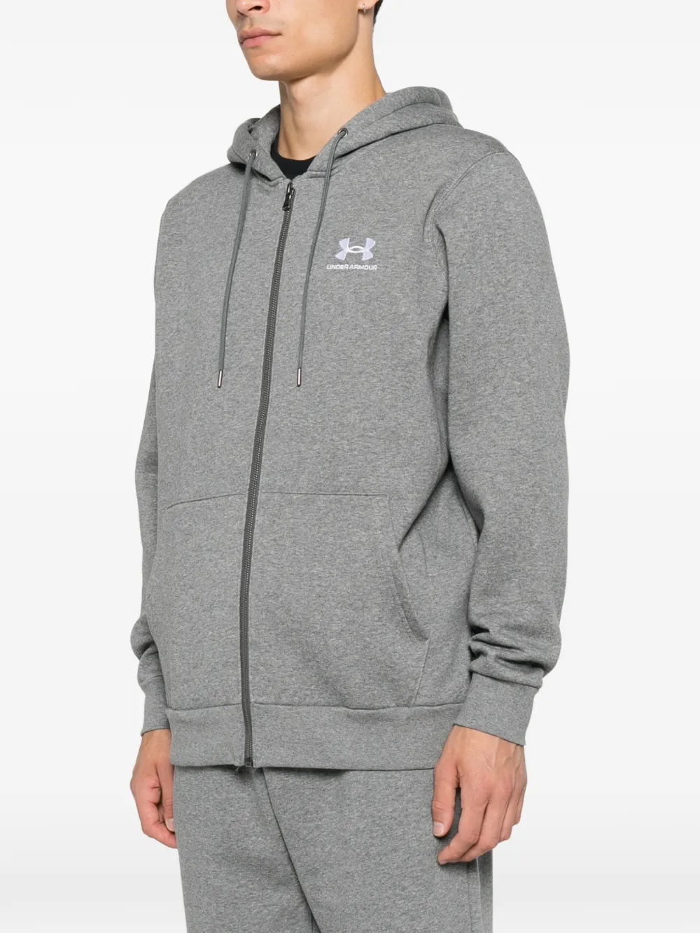 Under Armour Hoodie met logoprint en rits Grijs