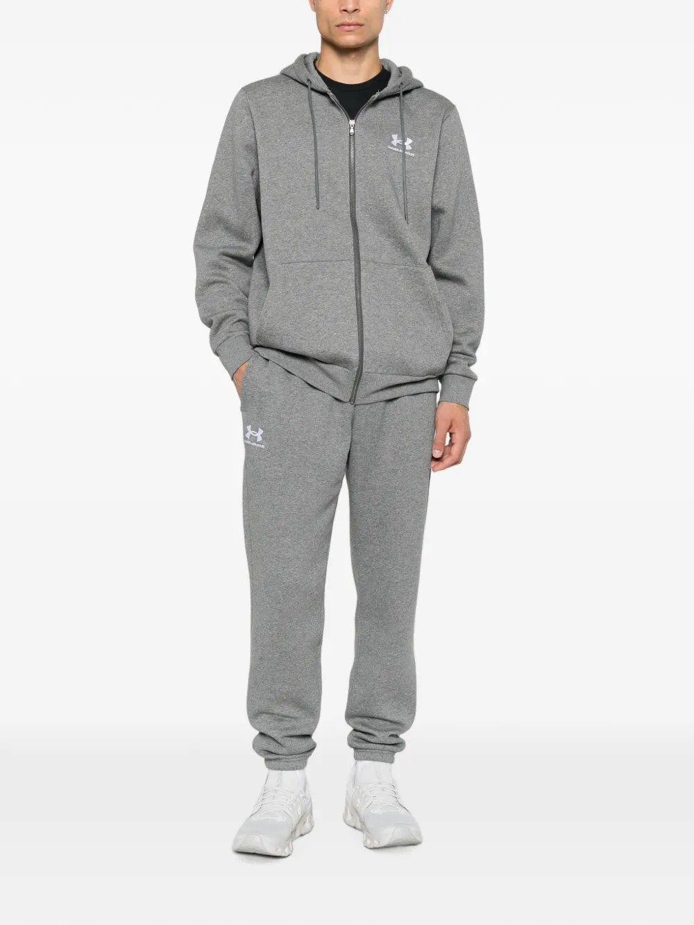 Under Armour Hoodie met logoprint en rits Grijs