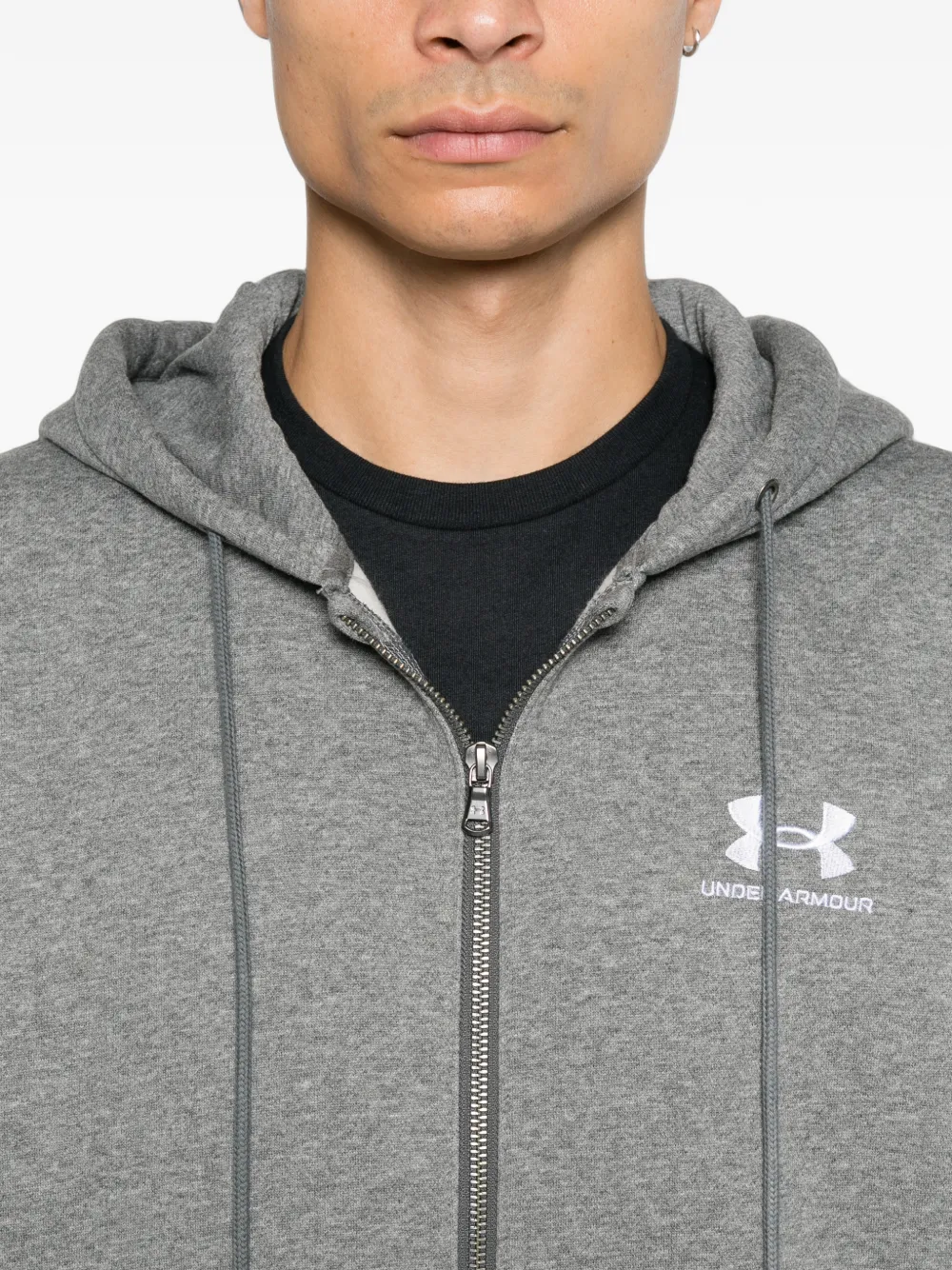 Under Armour Hoodie met logoprint en rits Grijs