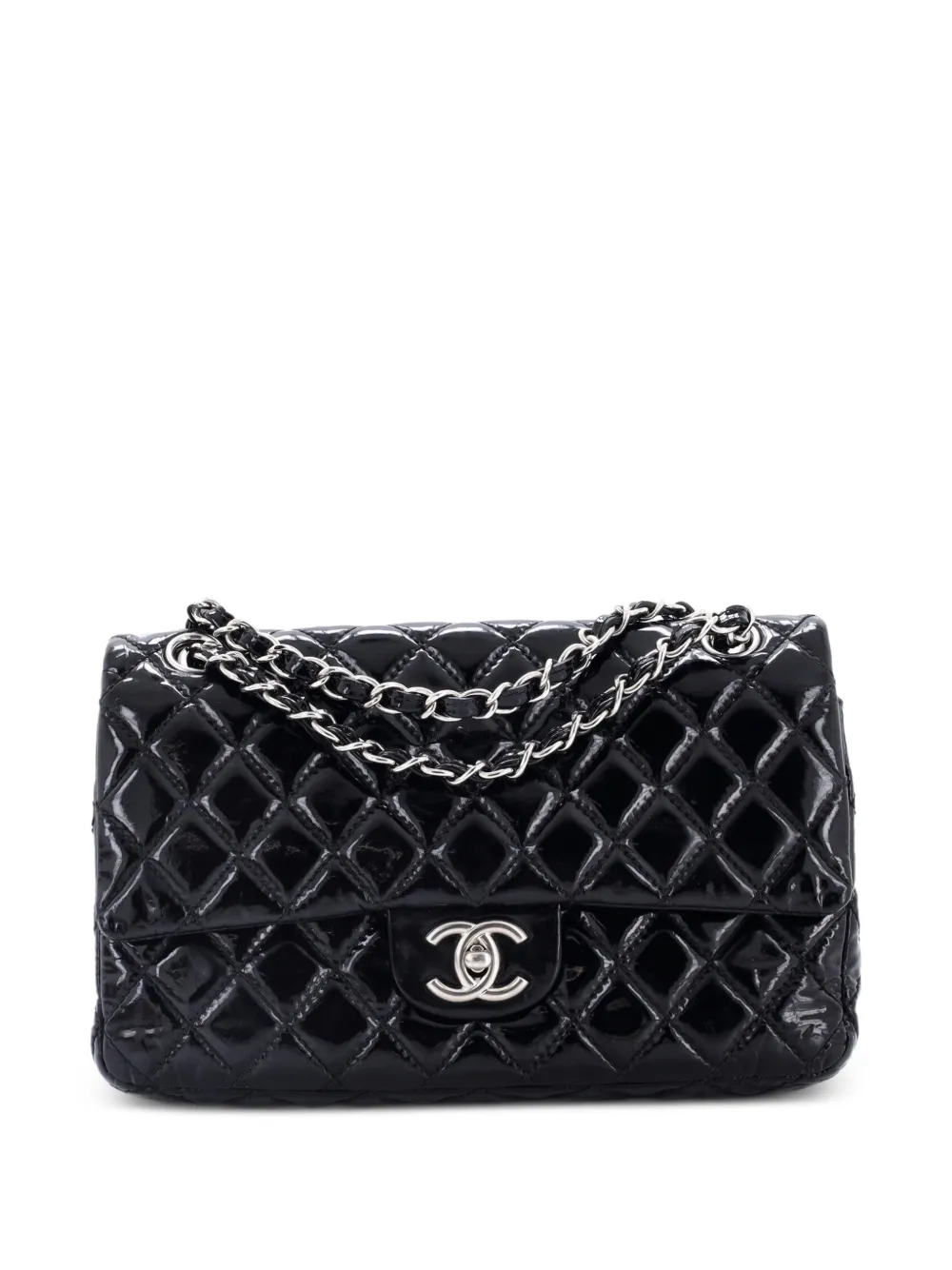 CHANEL Pre-Owned Classic Double Flap Bag Quilted Patent Medium shoulder bag - Nero