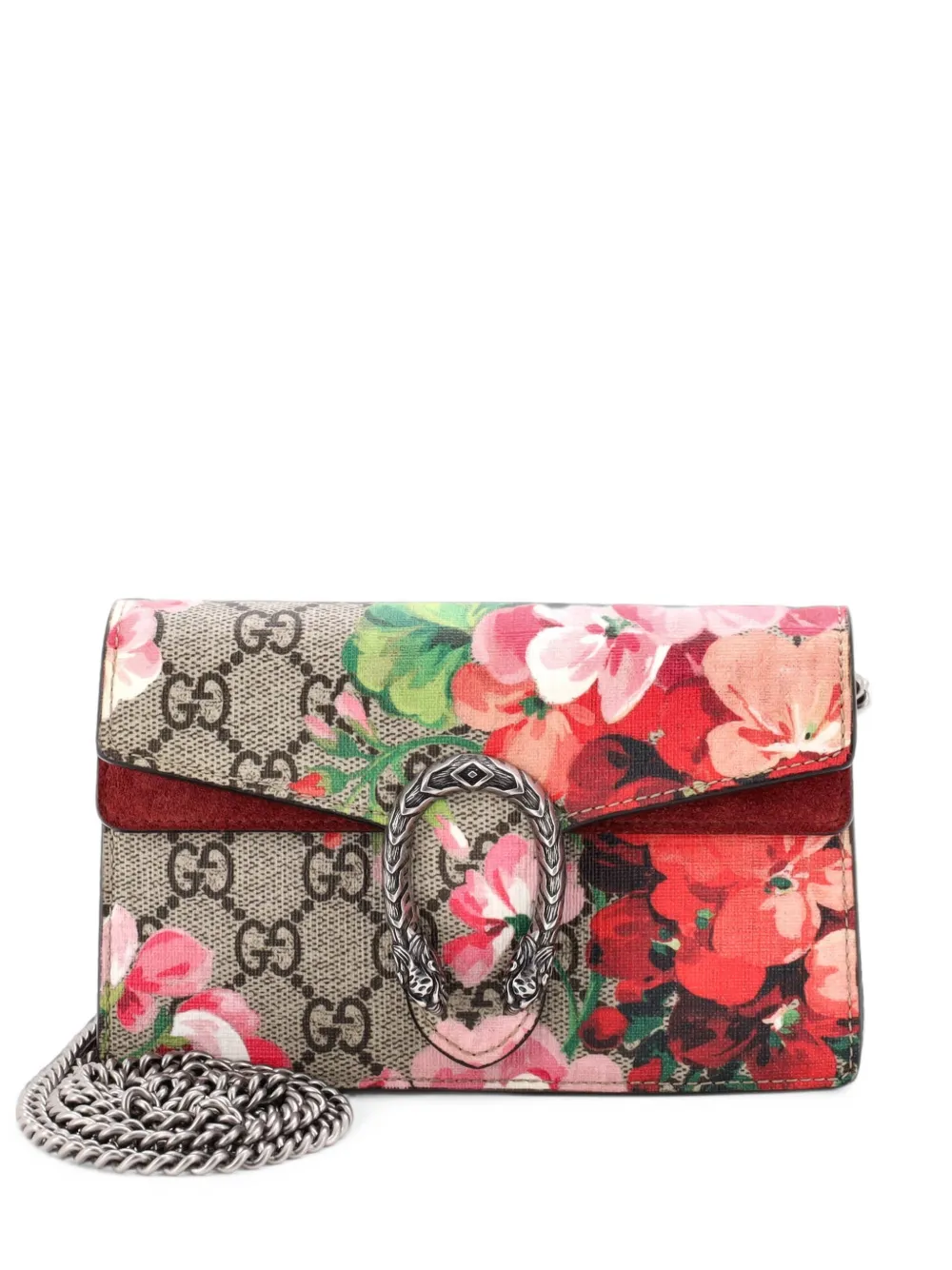 Gucci Pre-Owned Borsa a tracolla Dionysus super mini in tela cerata GG con motivo Blooms - Marrone