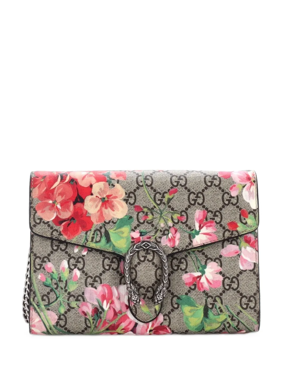 Gucci Pre-Owned Dionysus Chain Wallet Blooms Print GG Coated Canvas Small crossbody bag - Marrone