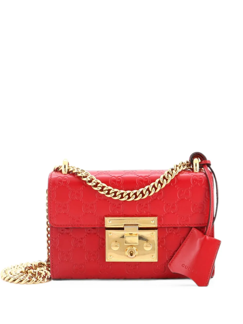 Gucci Pre-Owned Padlock Shoulder Bag Guccissima Leather Small crossbody bag - Rosso