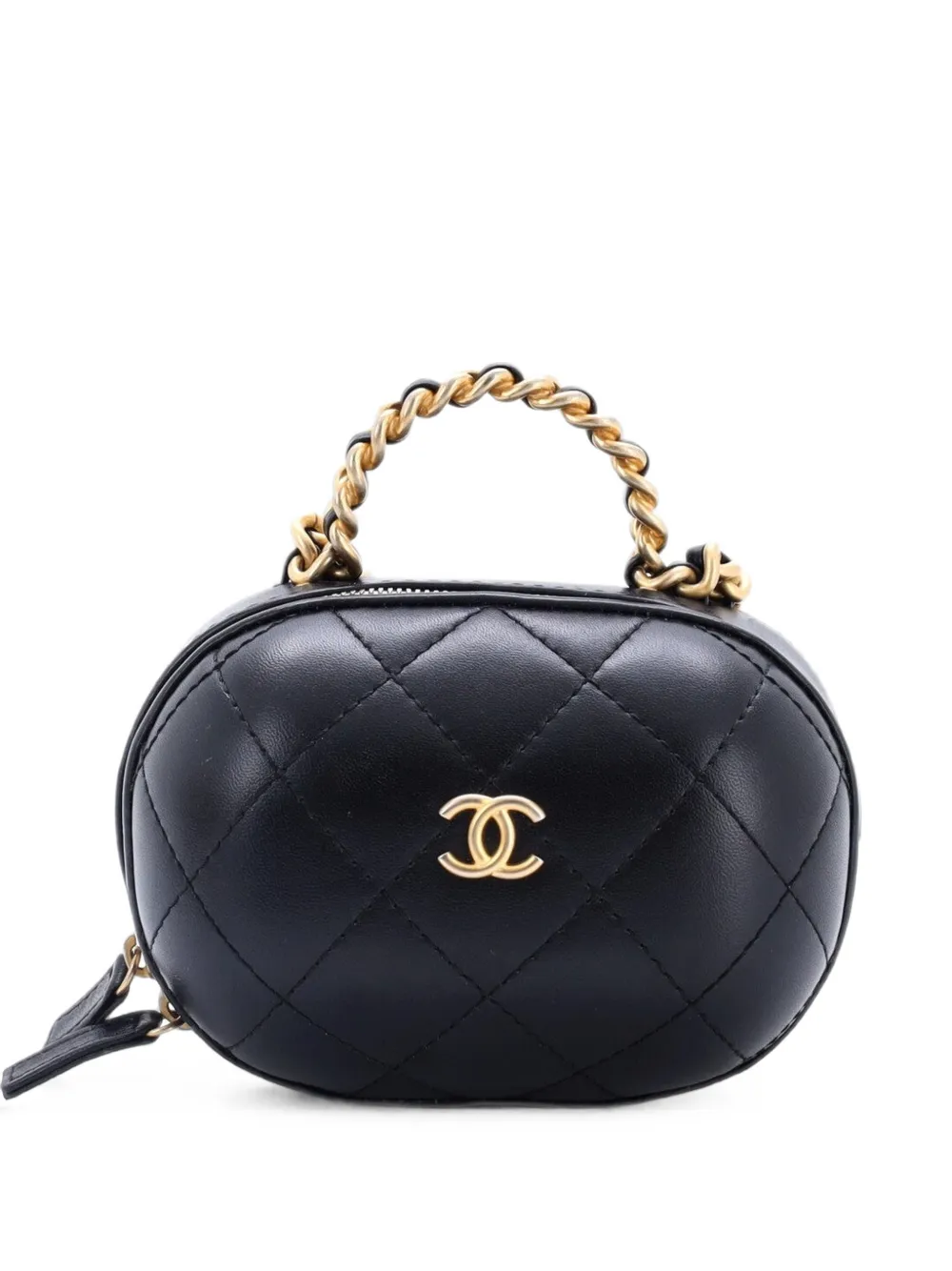 CHANEL Pre-Owned Kleine CC Bubble Kosmetiktasche mit Kettensteppung - Schwarz