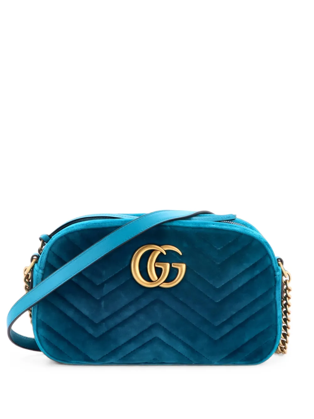 Gucci Pre-Owned Borsa a tracolla GG Marmont piccola in velluto matelassé - Blu