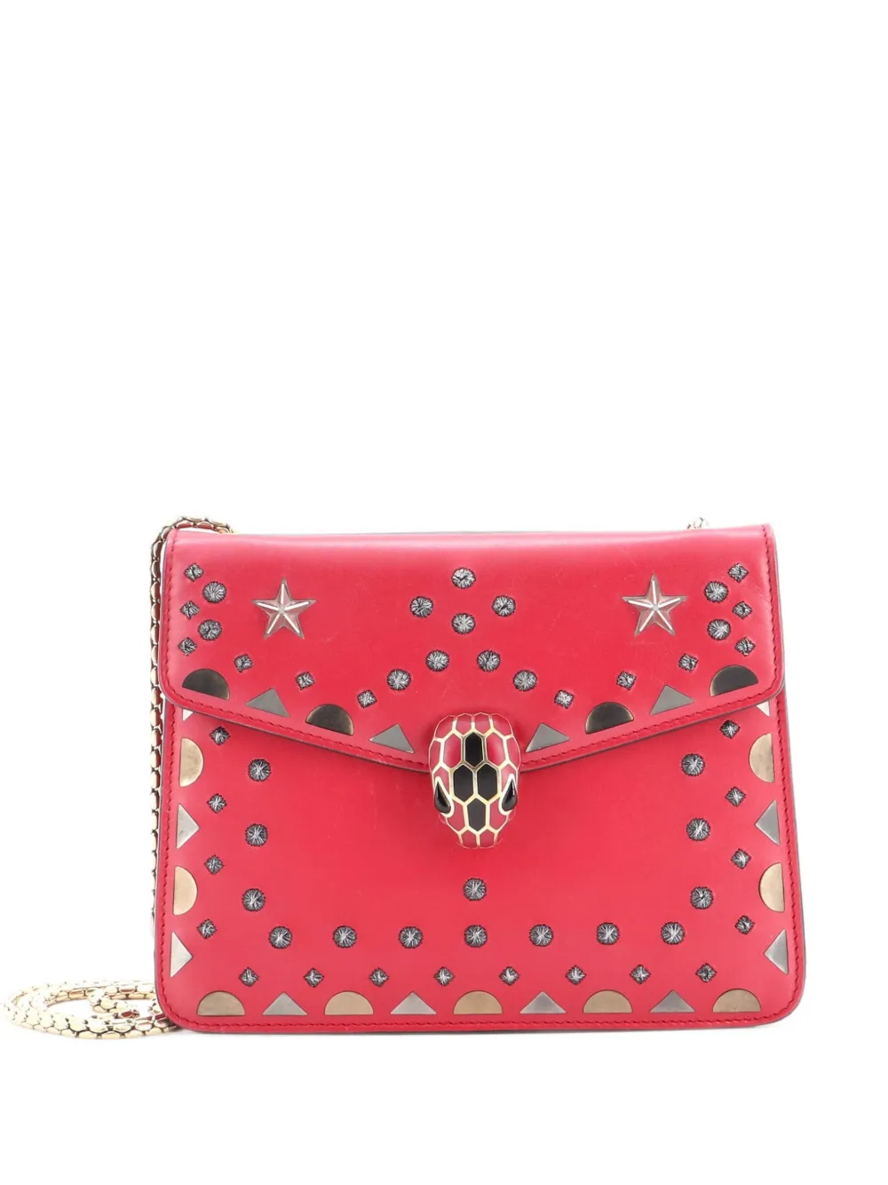 Pre-owned Bvlgari Serpenti Forever Square Laser Cut Leather Small Shoulder Bag In Pink