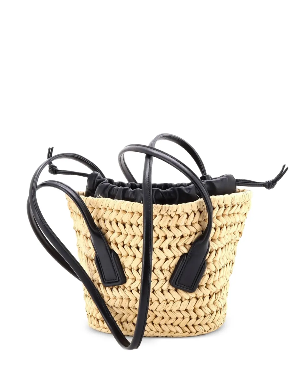 Bottega Veneta Pre-Owned Borsa a spalla Arco piccola in rafia e pelle - Nero