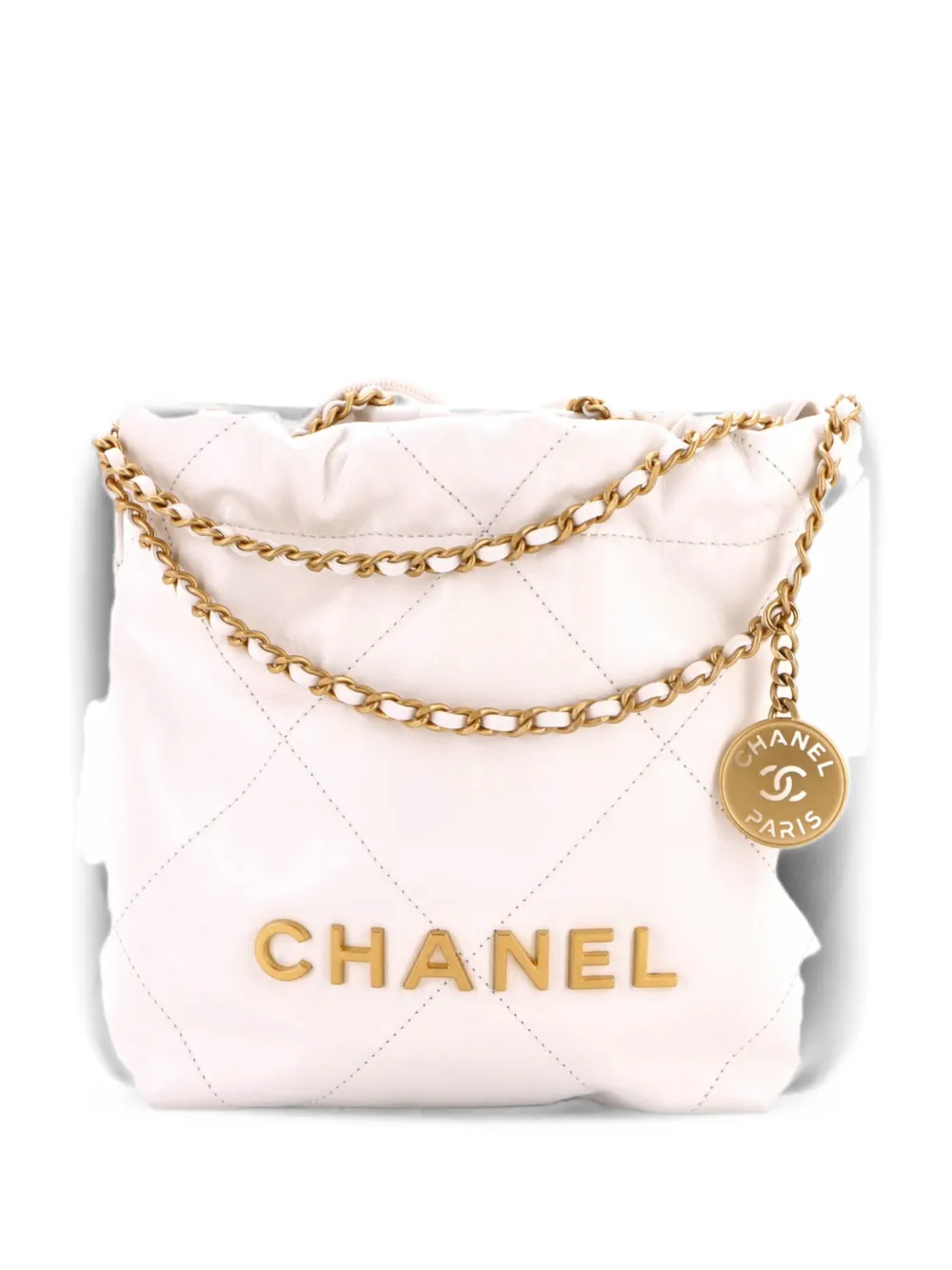 CHANEL Pre-Owned 22 Chain Hobo Quilted Calfskin Mini crossbody bag - Argento