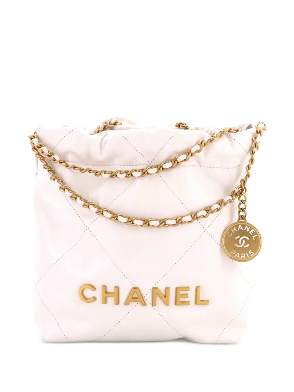 CHANEL Pre-Owned 22 Chain Hobo Quilted Calfskin Mini crossbody bag - Argento