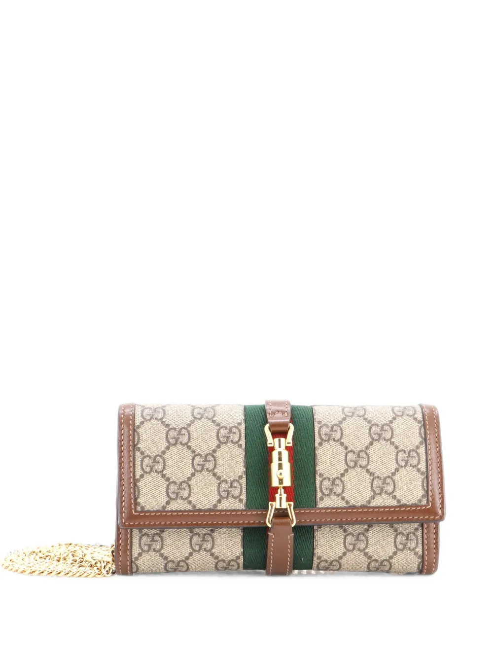 Gucci Pre-Owned Borsa a spalla Jackie 1961 in tela cerata GG con catena - Marrone