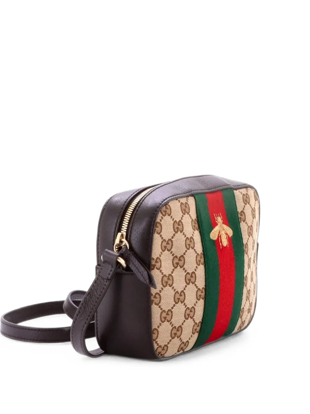 Gucci Pre-Owned Borsa a tracolla Bee in tela GG con decorazione Web - Marrone