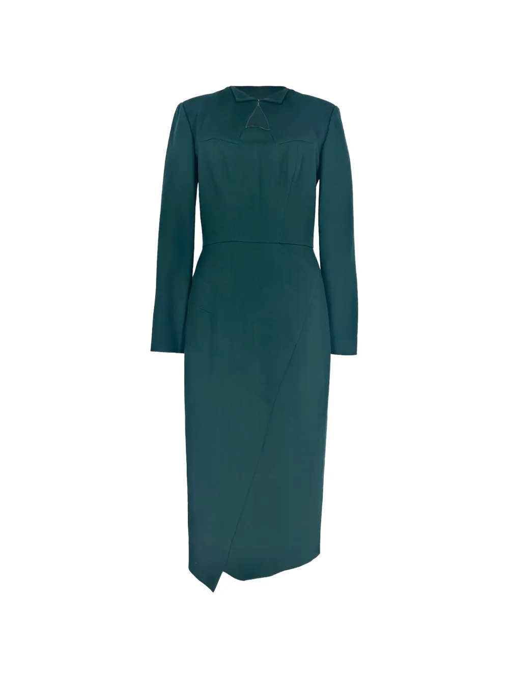 Pre-owned Roland Mouret Long-sleeve Midi Dress In Green