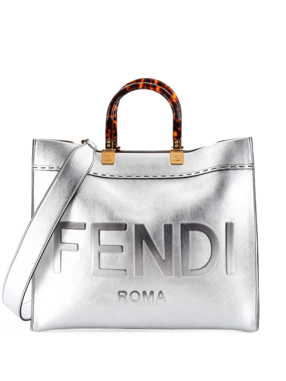 Fendi Pre-Owned Borsa tote Sunshine media in pelle - Argento