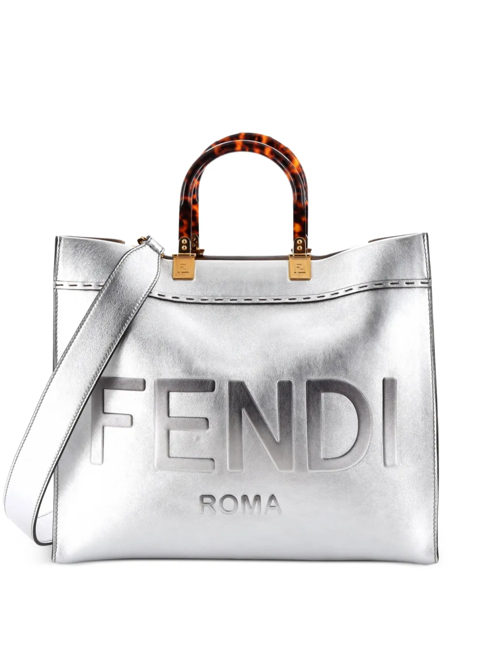 Fendi Pre-Owned Borsa tote Sunshine media in pelle - Argento