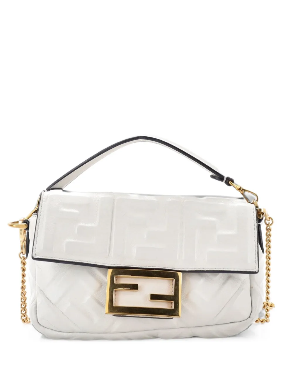 Fendi Pre-Owned Mittelgroße NM Umhängetasche mit Zucca-Prägung - Weiß