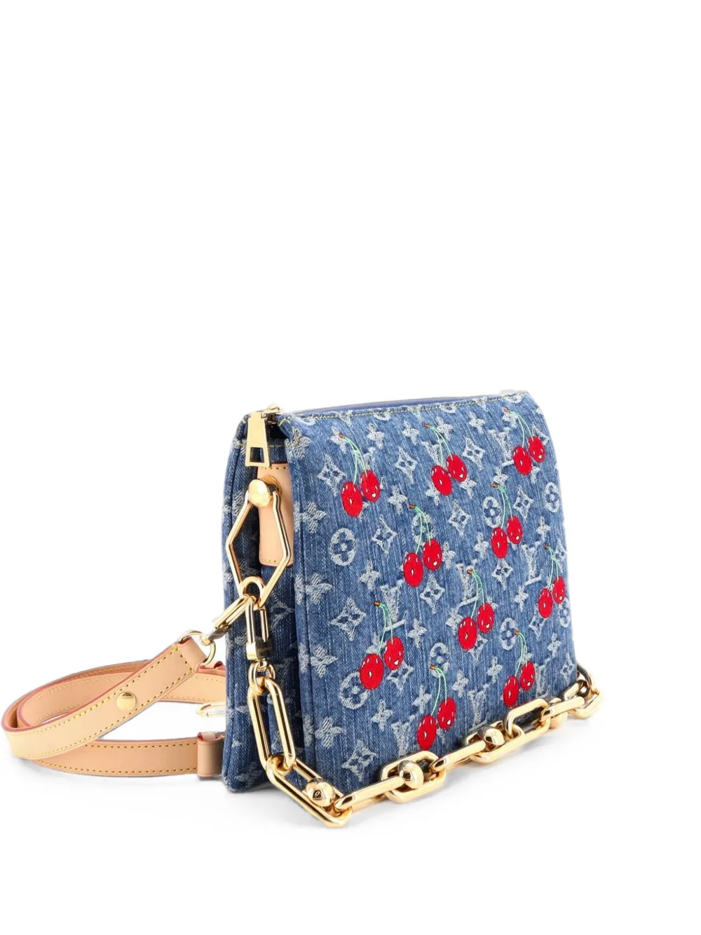 Louis Vuitton Pre-Owned x Takashi Murakami Coussin Bag Limited Edition Monogram Cerises Denim PM crossbody bag - Blau