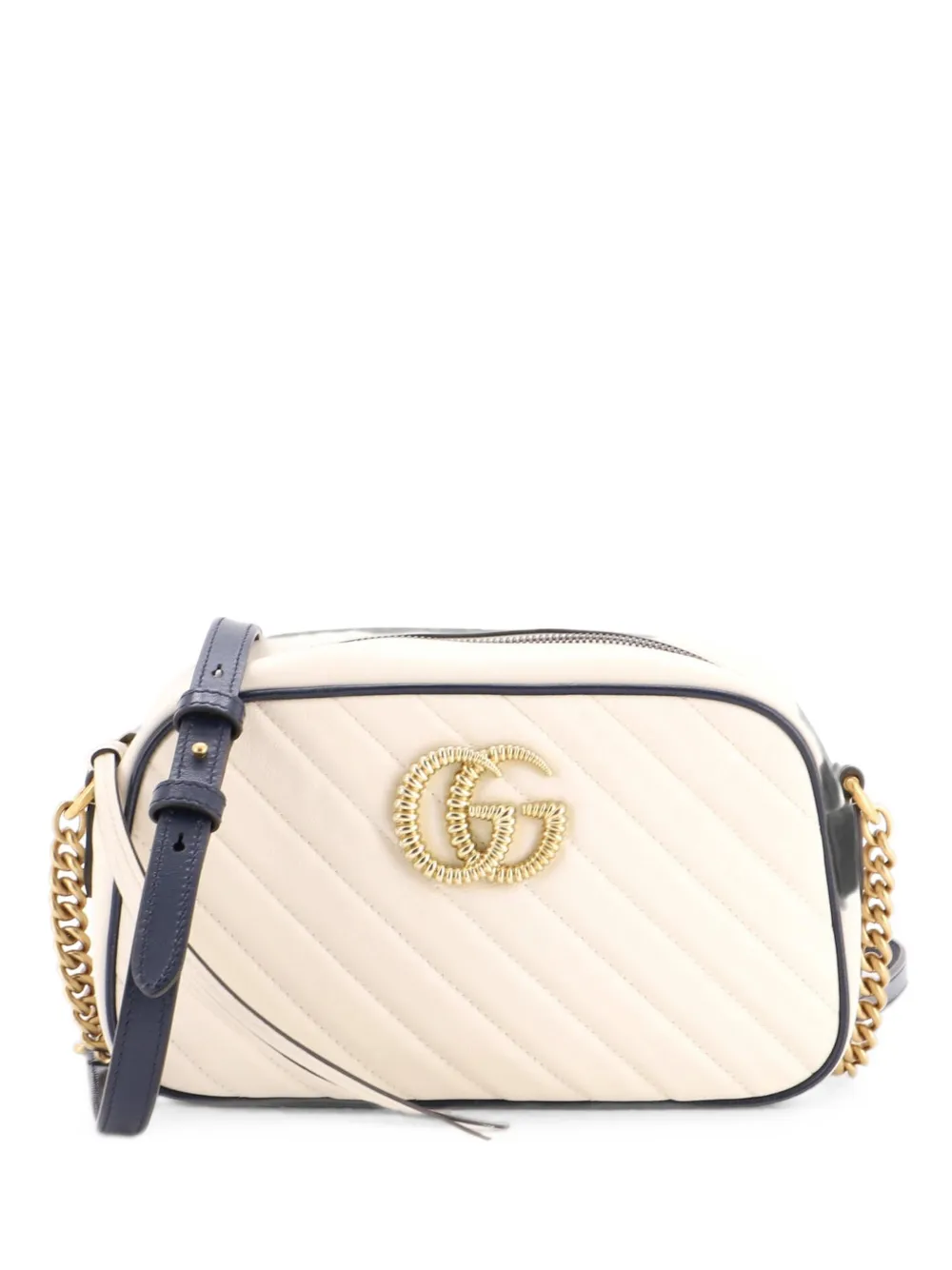 Gucci Pre-Owned Borsa a tracolla GG Marmont piccola in pelle trapuntata con motivo diagonale - Bianco